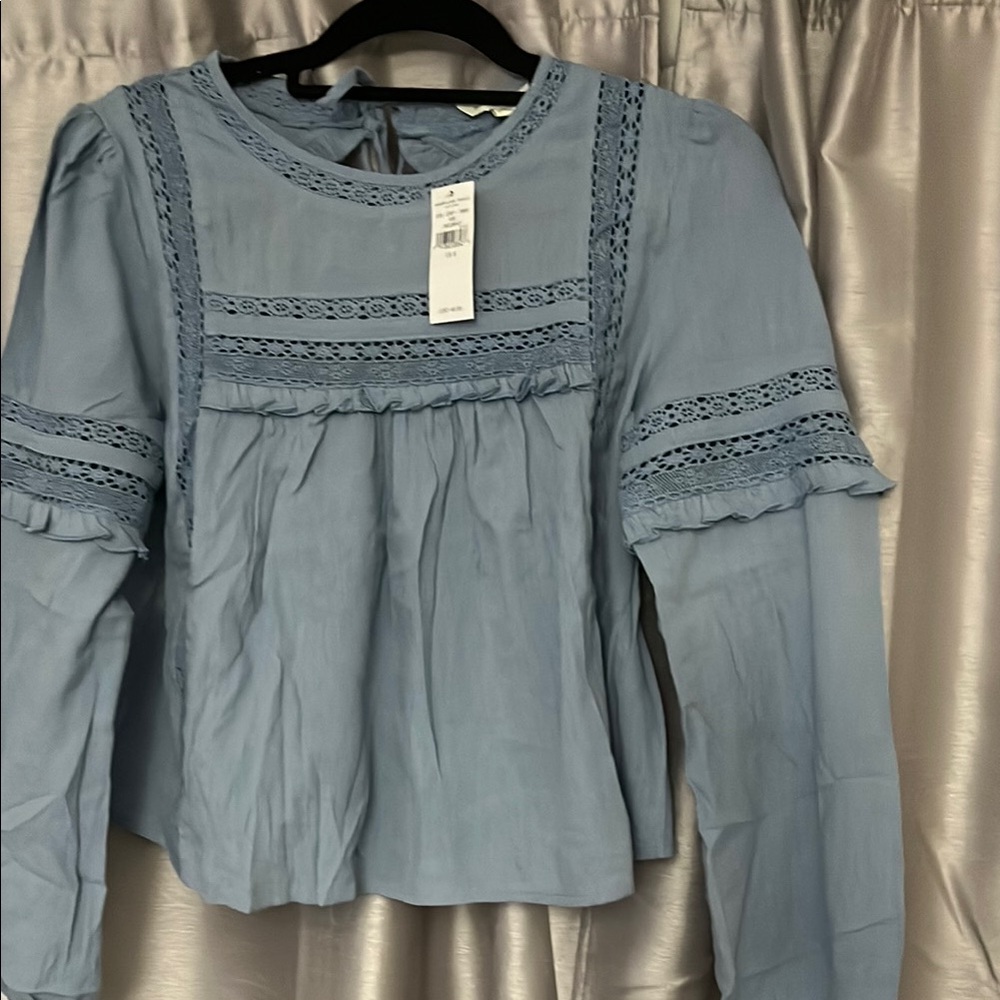 Women's Blue Lace Trim Top